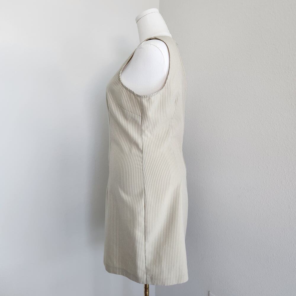 Vintage 90s Lisa Jo Cream Pinstripe Sheath Dress & Blazer Set Preppy Office L - Picture 9 of 16